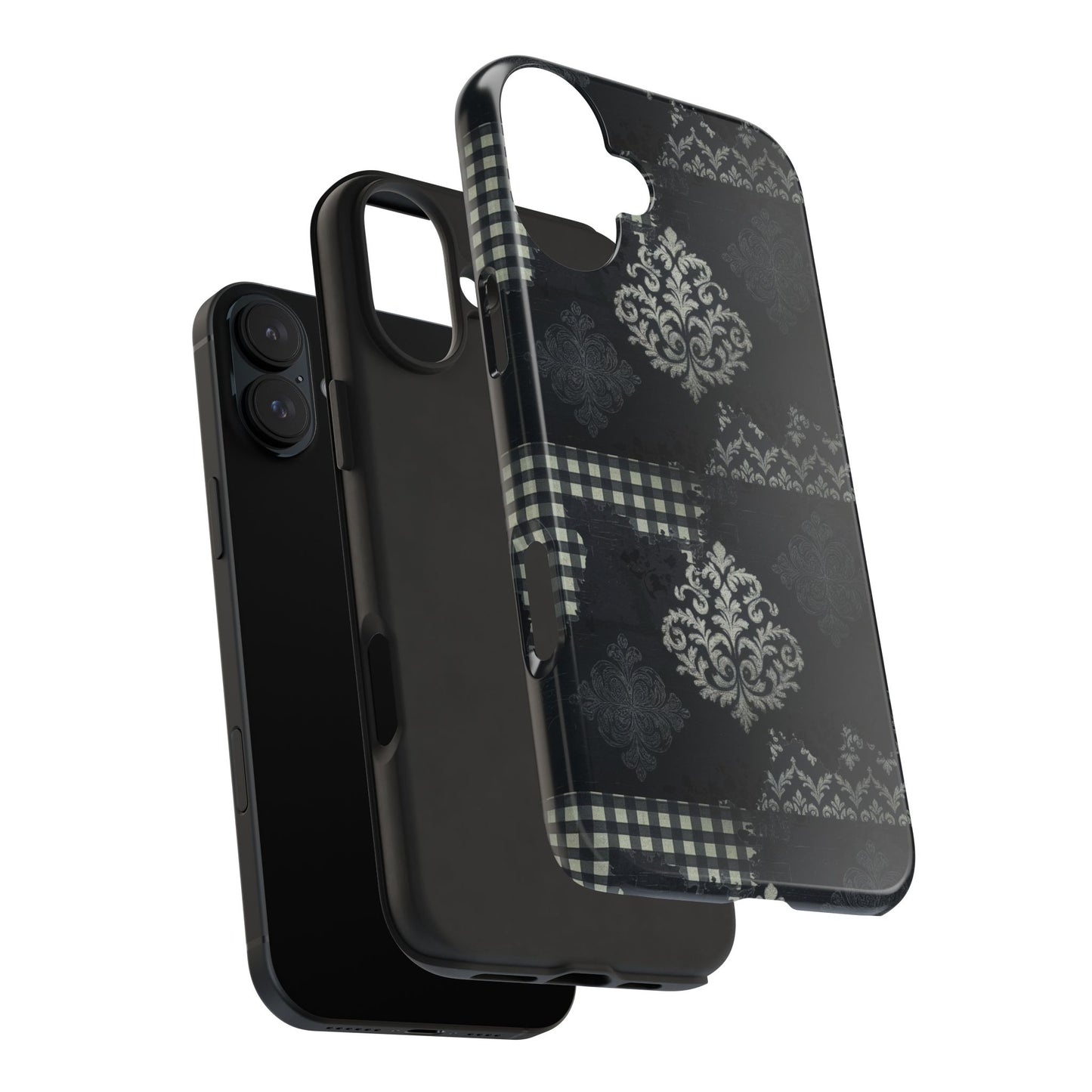 Gothic Phone Case, 'Unhinged Gingham & Damask', Alternative Case, Punk Grunge