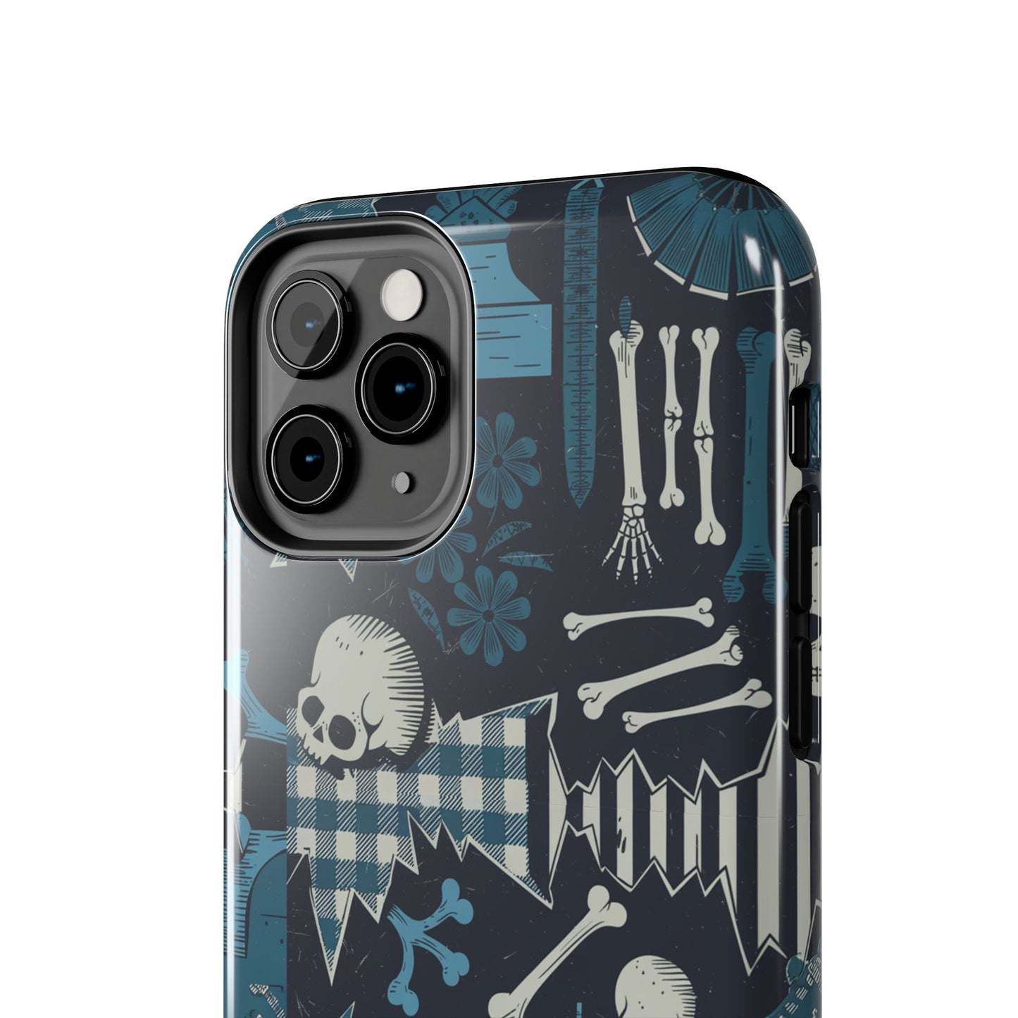 Gothic Phone Case, 'Unhinged Skulls & Gingham', Alternative Case, Punk Grunge