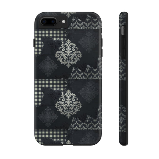 Gothic Phone Case, 'Unhinged Gingham & Damask', Alternative Case, Punk Grunge