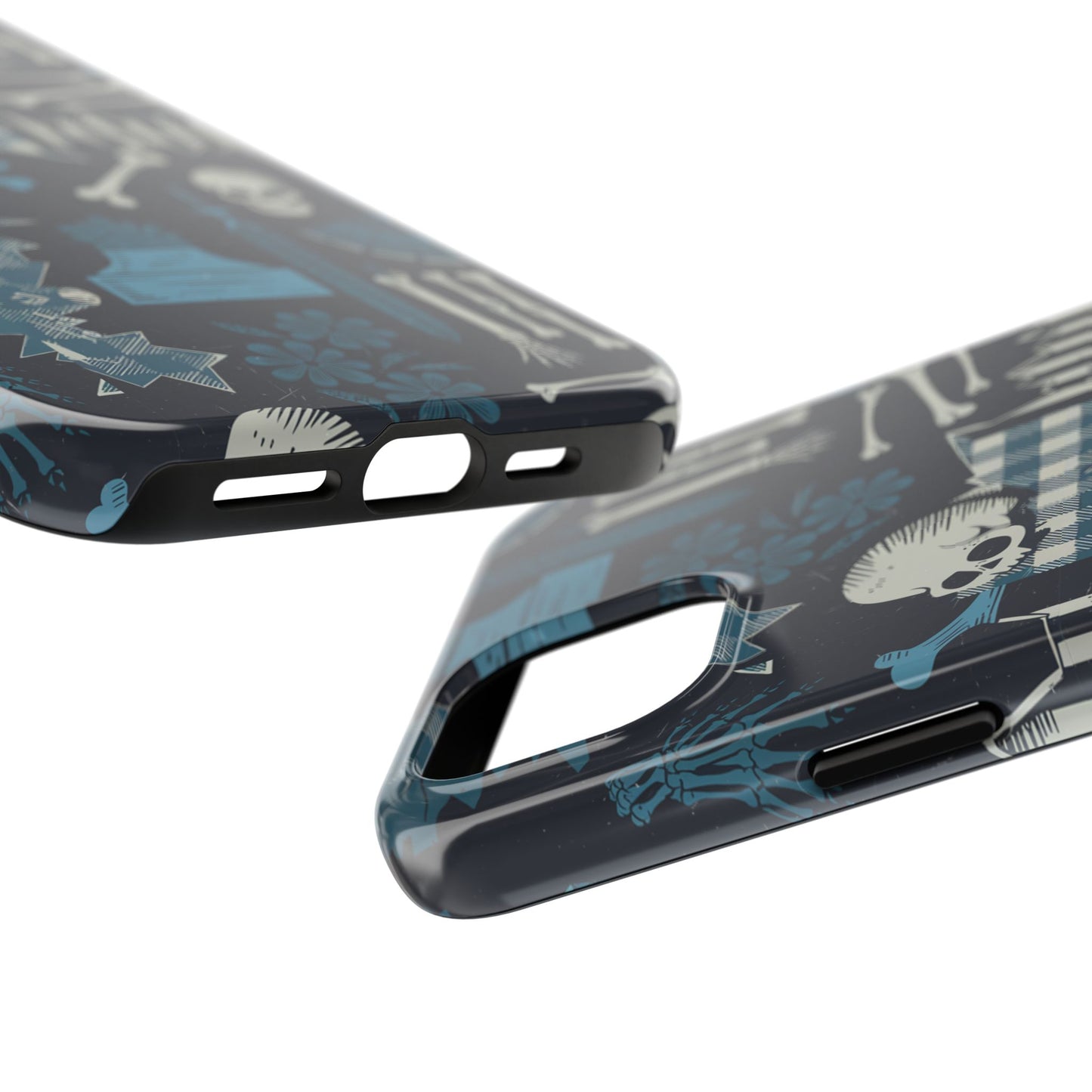 Gothic Phone Case, 'Unhinged Skulls & Gingham', Alternative Case, Punk Grunge