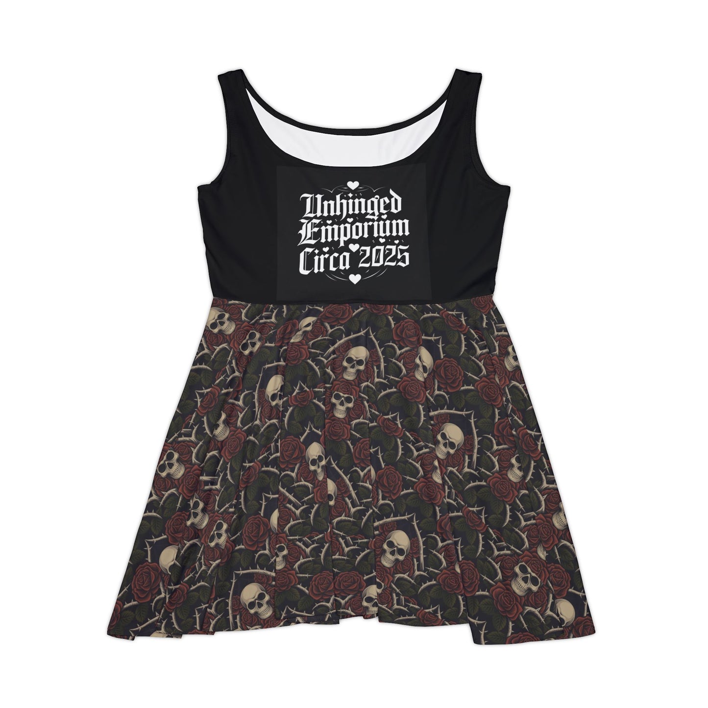 Gothic Skater Dress, 'Unhinged Skulls 'N Roses', Alternative Dress, Punk Grunge