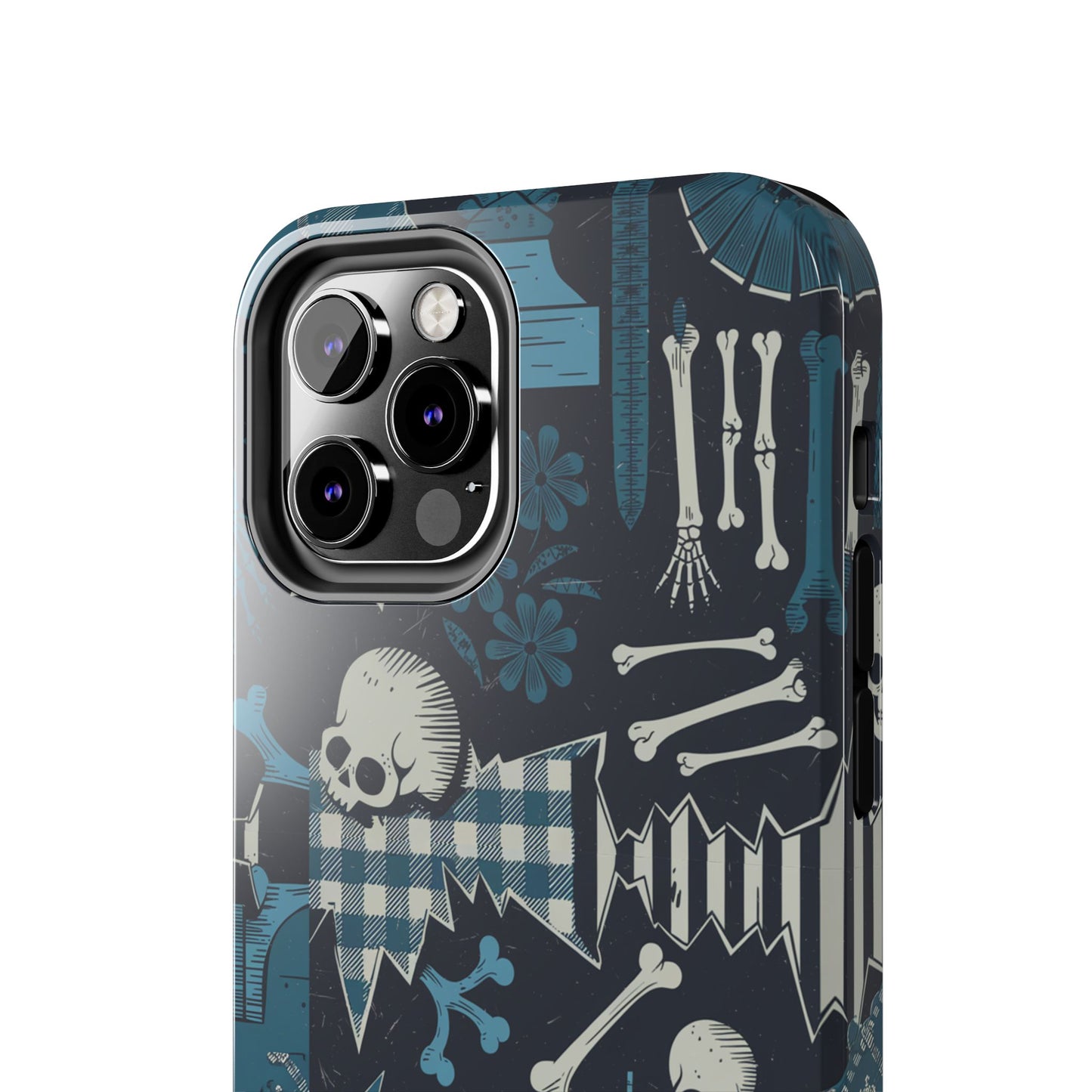 Gothic Phone Case, 'Unhinged Skulls & Gingham', Alternative Case, Punk Grunge