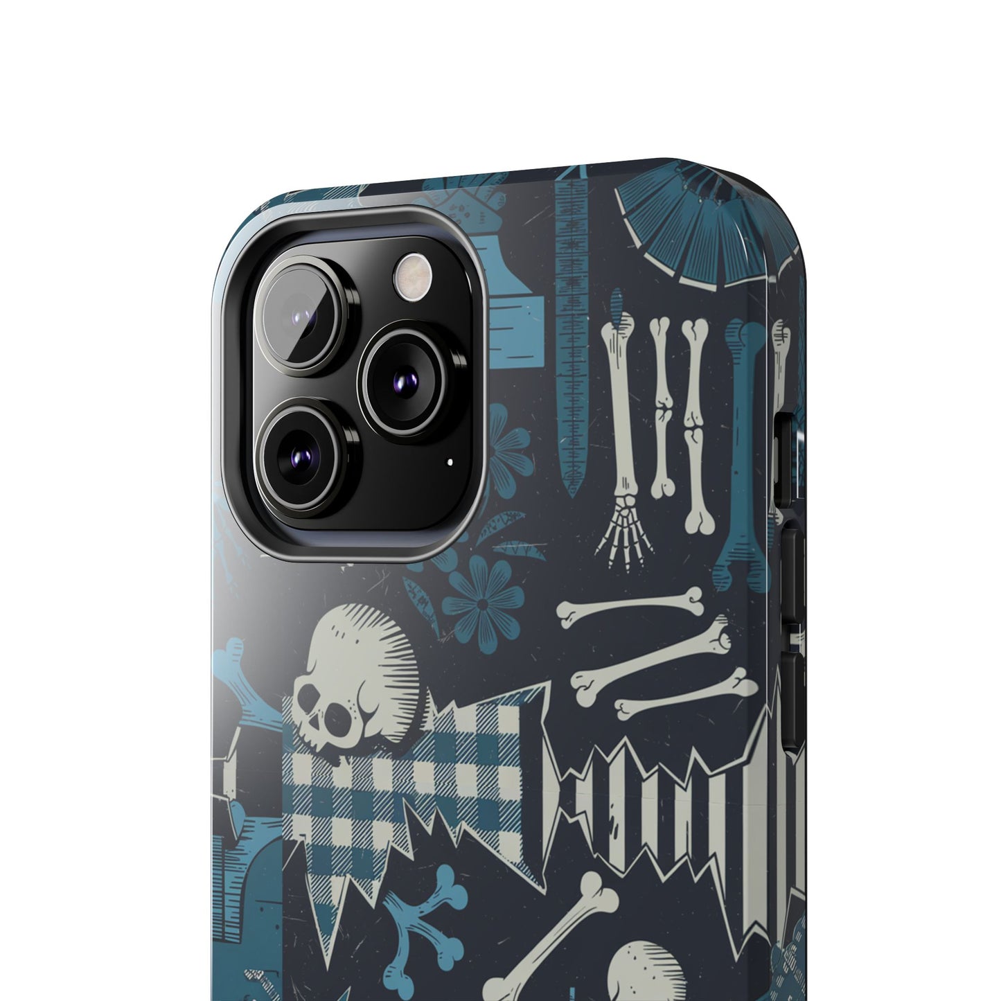 Gothic Phone Case, 'Unhinged Skulls & Gingham', Alternative Case, Punk Grunge