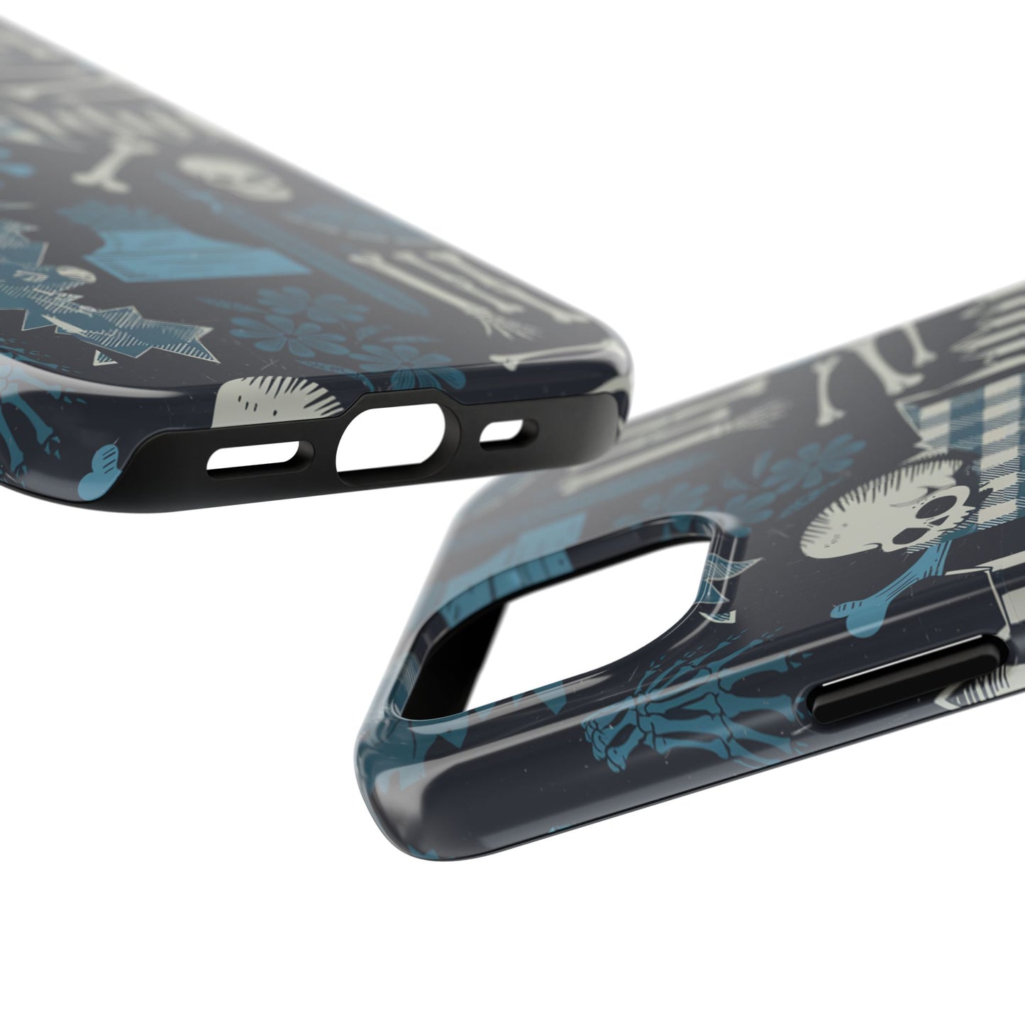 Gothic Phone Case, 'Unhinged Skulls & Gingham', Alternative Case, Punk Grunge