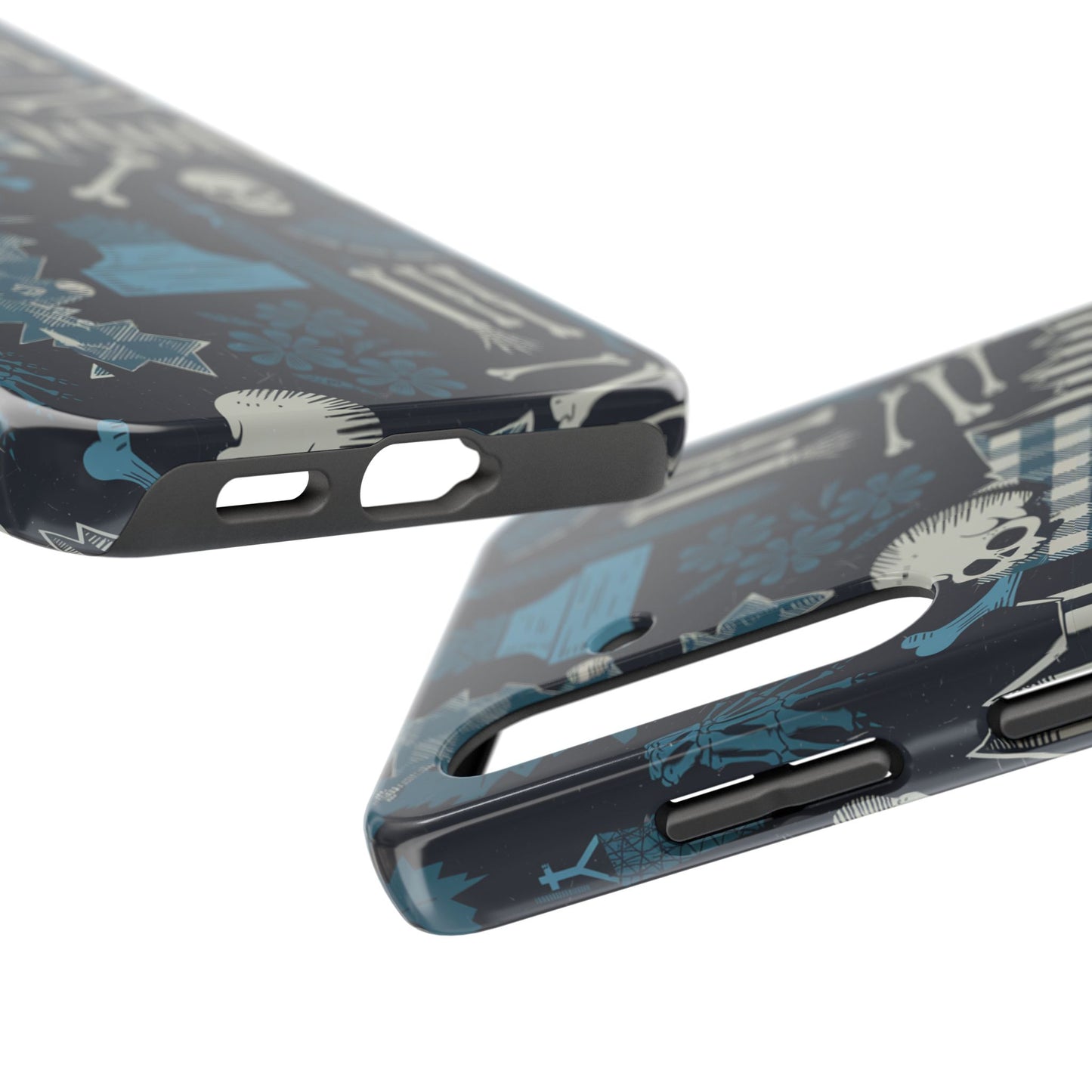 Gothic Phone Case, 'Unhinged Skulls & Gingham', Alternative Case, Punk Grunge