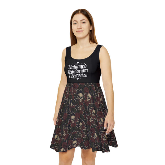 Gothic Skater Dress, 'Unhinged Skulls 'N Roses', Alternative Dress, Punk Grunge