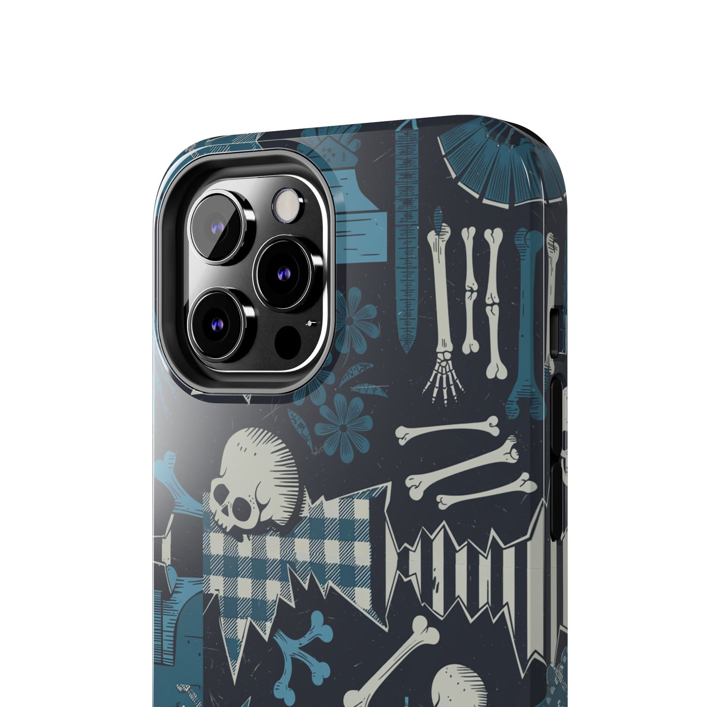 Gothic Phone Case, 'Unhinged Skulls & Gingham', Alternative Case, Punk Grunge